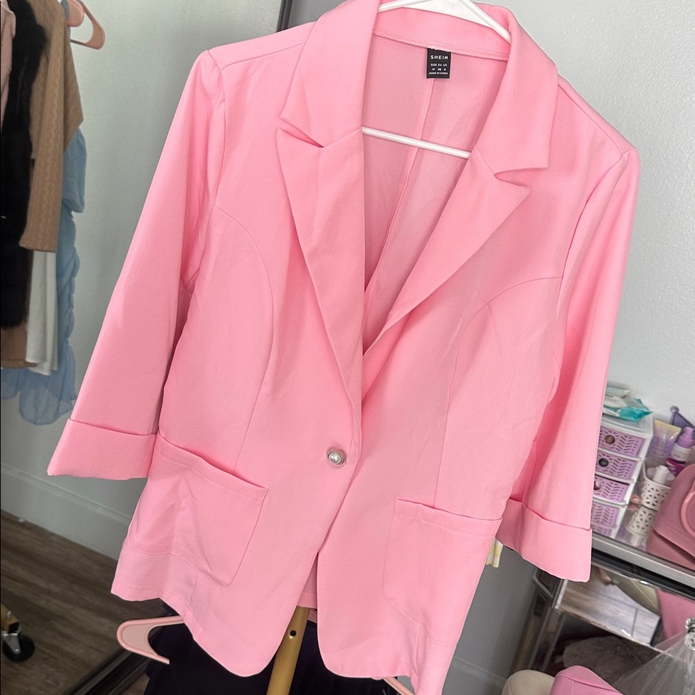 Pink Blazer with Button Detail